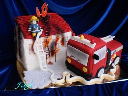 Tűzoltó autós torta